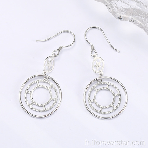 Bijoux Boho Grand Blanc CZ 925 Boucles d&#39;oreilles en argent